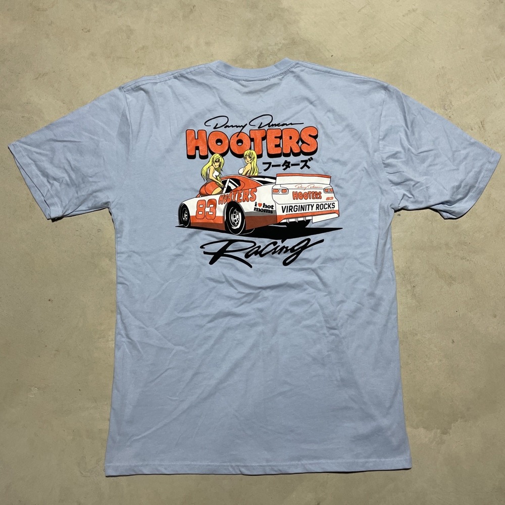 Danny Duncan x Hooters Racing Anime Hookups Japan Men's T Shirt SZ XL Blue EUC